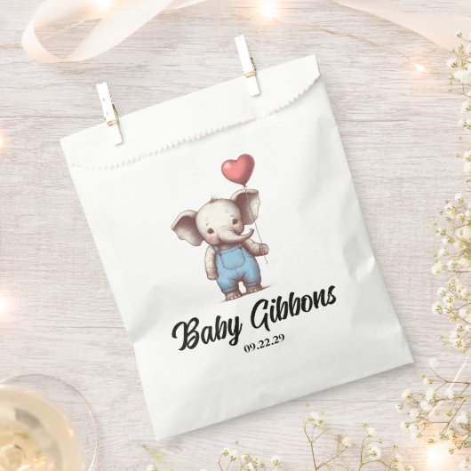 Sachets En Papier Baby shower éléphant (Coupé)