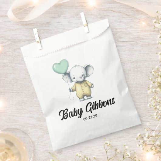 Sachets En Papier Baby shower éléphant (Coupé)
