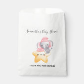Sachets En Papier Baby shower éléphant rose personnalisé pour bébé (Devant)