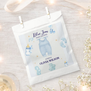 Sachets En Papier Baby shower en jean bleu bébé denim invitation