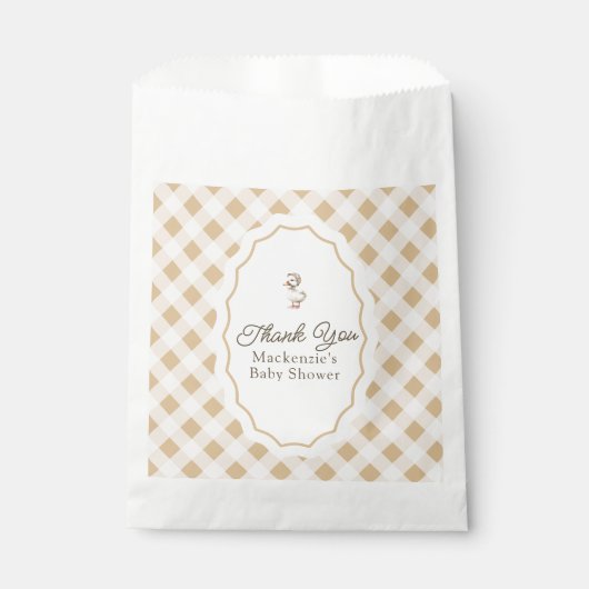 Sachets En Papier baby shower En vichy Goose Merci (Devant)