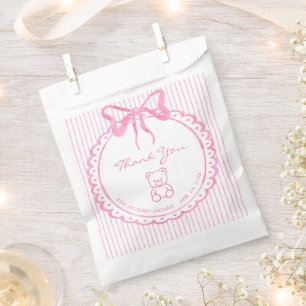 Sachets En Papier Baby Shower Fantaisiste Ruban Rayé Aquarelle Rose