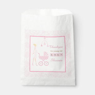 Sachets En Papier Baby Shower Femme Blonde Damassé Rose