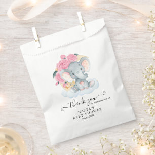 Sachets En Papier Baby shower Fille Eléphante Rose Favoriser les sa