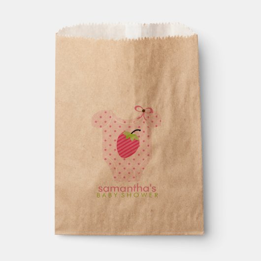 Sachets En Papier Baby shower Fille en tenue de fraise (Devant)