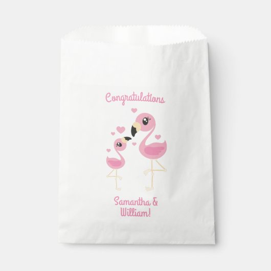 Sachets En Papier Baby shower Flamant rose rose (Devant)