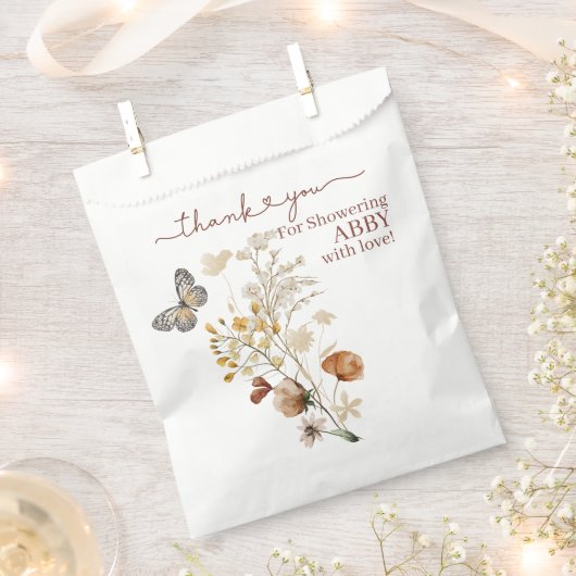 Sachets En Papier Baby shower Fleur sauvage Boho (Coupé)