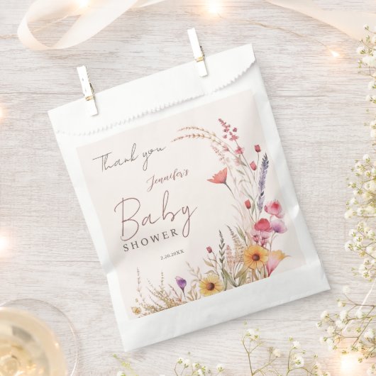Sachets En Papier Baby shower fleur sauvage Boho (Coupé)