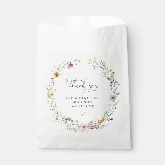 Sachets En Papier Baby shower Fleur sauvage Boho (Devant)