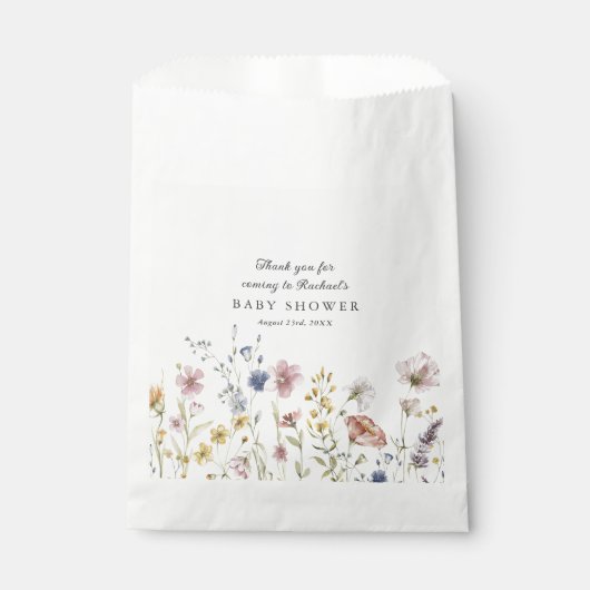 Sachets En Papier Baby shower Fleur sauvage Boho Fresh (Devant)