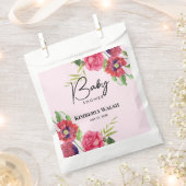 Sachets En Papier Baby shower Fleurs rouges roses modernes sur rose (Coupé)
