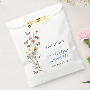 Sachets En Papier Baby Shower Fleurs Sauvages Bohème Bleu
