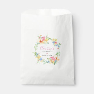 Sachets En Papier Baby Shower Floral Aquarelle Rose Jaune Rustique
