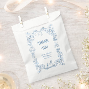 Sachets En Papier Baby shower floral bleu foncé