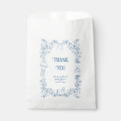 Sachets En Papier Baby shower floral bleu foncé (Devant)