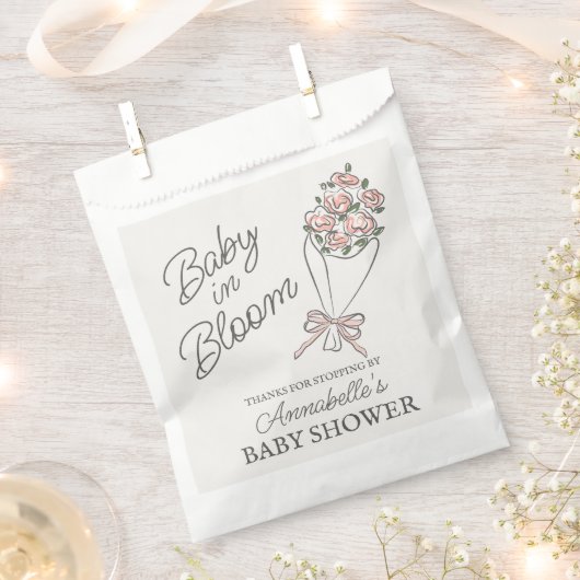 Sachets En Papier Baby shower Floral Fleur Rose (Coupé)