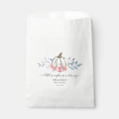 Sachets En Papier Baby shower floral rose fuchsia citrouille (Devant)