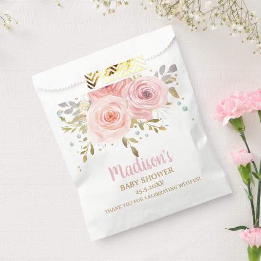Sachets En Papier Baby shower floral rose pâle Anniversaire (Scellé)