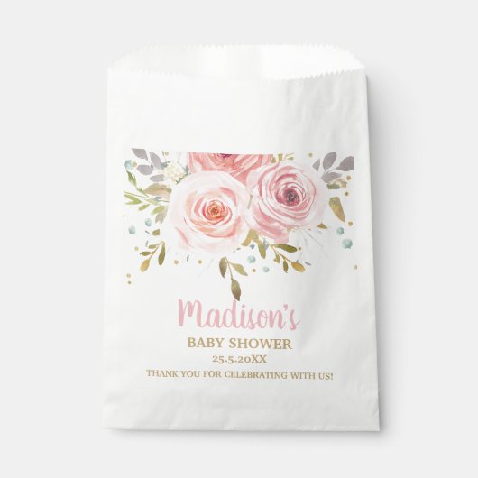 Sachets En Papier Baby shower floral rose pâle Anniversaire (Devant)