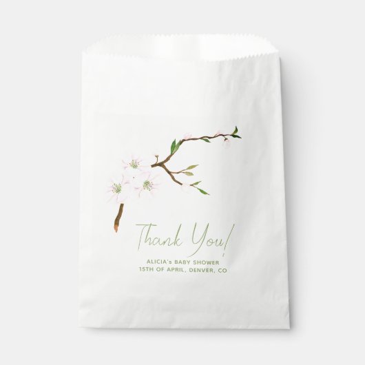 Sachets En Papier Baby shower floral rose vif (Devant)