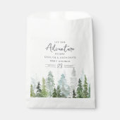 Sachets En Papier Baby shower forestier de pins d'aquarelle (Devant)