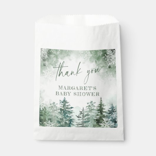 Sachets En Papier Baby shower forestier d'hiver (Devant)