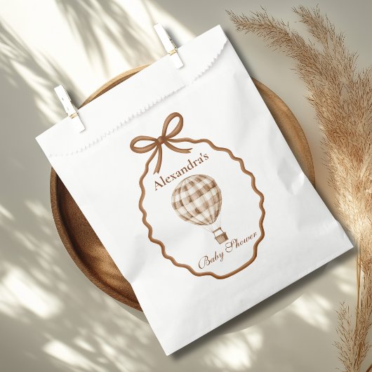 Sachets En Papier Baby shower forestier En vichy neutre