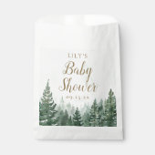 Sachets En Papier Baby shower forestier rustique de pins (Devant)