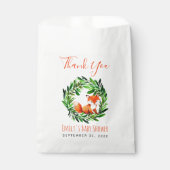 Sachets En Papier Baby shower Fox Woodland Green Merci Script (Devant)