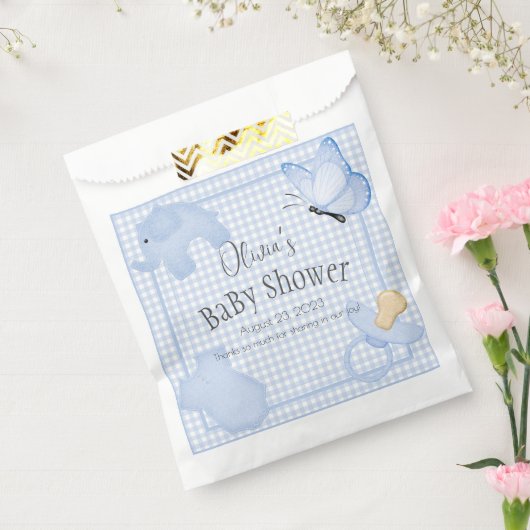 Sachets En Papier Baby shower Garçon bleu blanc En vichy (Scellé)