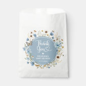 Sachets En Papier Baby shower garçon Dusty Blue Fleur sauvage (Devant)