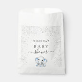 Sachets En Papier Baby shower garçon éléphant bleu (Devant)