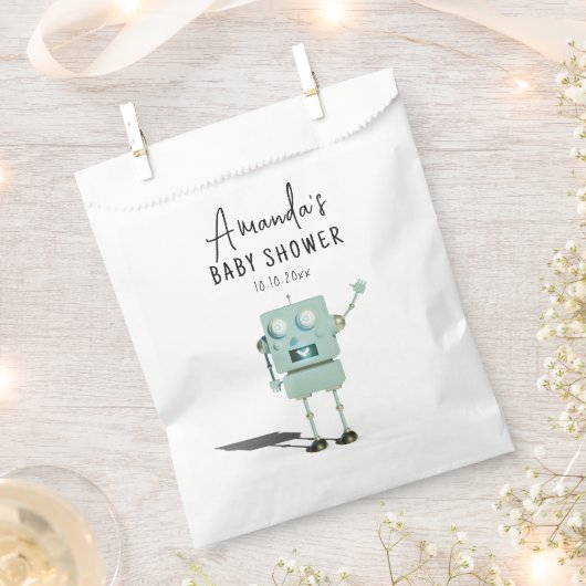 Sachets En Papier Baby Shower garçon robot (Coupé)