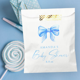 Sachets En Papier Baby shower garçon ruban bleu