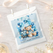 Sachets En Papier Baby shower Garçon Teddy Bear Blue Train (Coupé)