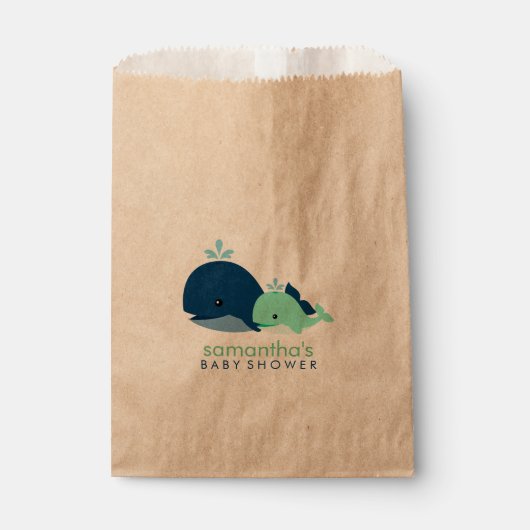 Sachets En Papier Baby shower Green Mom and Baby Whales (Devant)