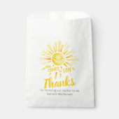 Sachets En Papier Baby shower ici vient le soleil jaune merci (Devant)