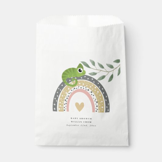 Sachets En Papier Baby shower Jungle, Arc En Ciel Et Chameleon (Devant)