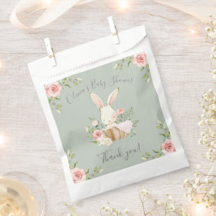 Sachets En Papier Baby shower lapin vert Sage