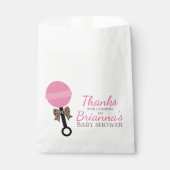 Sachets En Papier Baby shower léopard et rose (Devant)