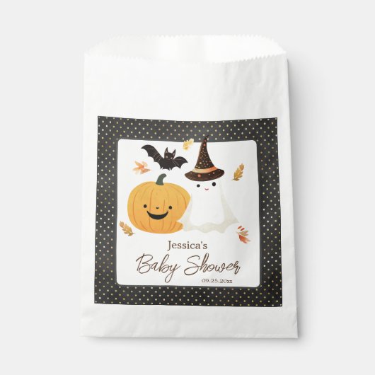 Sachets En Papier Baby shower Little Boo Halloween Pollka Dot (Devant)
