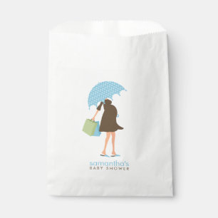 Sachets En Papier Baby shower maman parapluie bleu