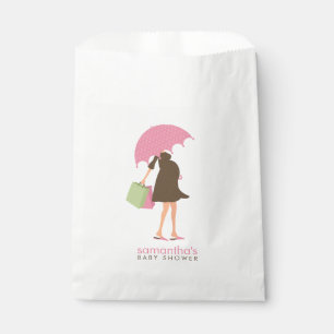 Sachets En Papier Baby shower maman parapluie rose