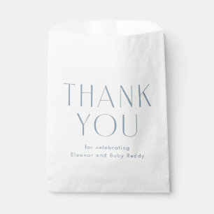 Sachets En Papier Baby shower merci cambray bleu