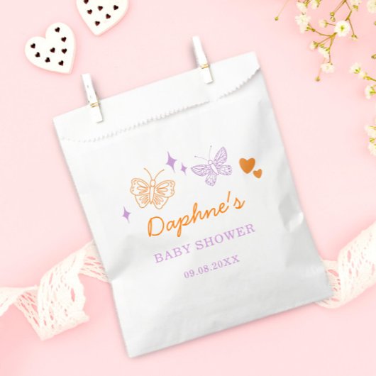 Sachets En Papier Baby shower mignon à la lavande et aux papillons o