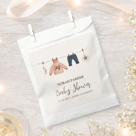 Sachets En Papier Baby shower minimal Boho Boy Winter Clothesline (Coupé)