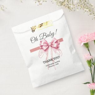 Sachets En Papier Baby shower minimaliste de cabot rose