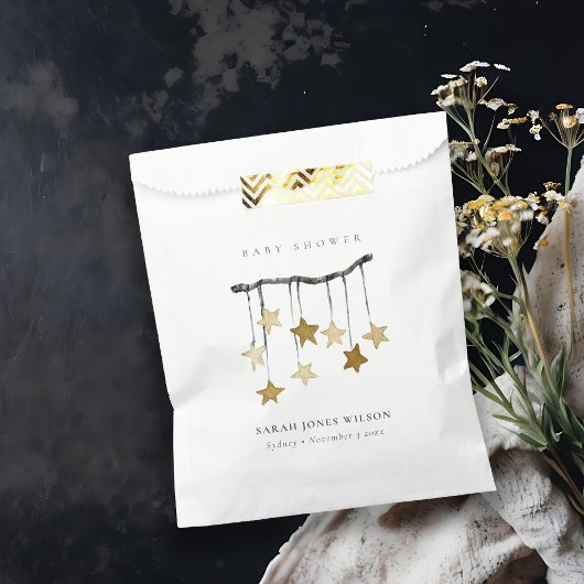 Sachets En Papier Baby shower mobile simple neutre étoile jaune
