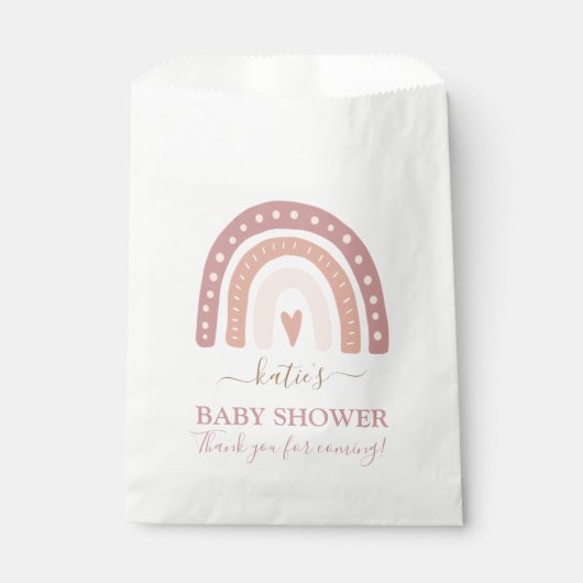 Sachets En Papier Baby shower moderne Blush Rose Rainbow Girl (Devant)