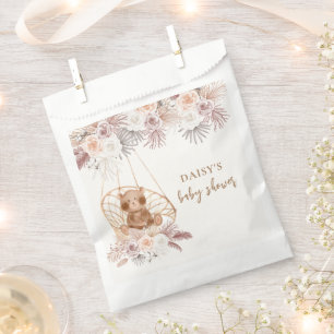 Sachets En Papier Baby shower moderne Boho Teddy Bear Pampas